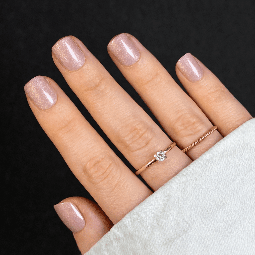 Pale Pink Shimmer Oval Nails Pale Pink Shimmer Oval Nails — Winter Wedding Nails