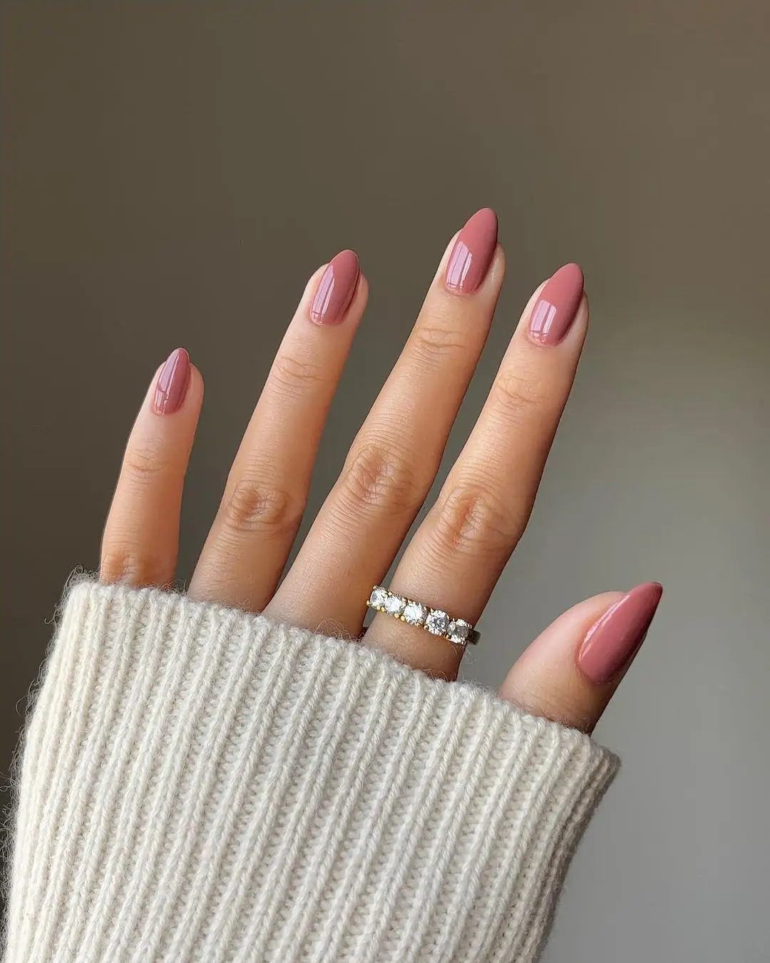 Medium Almond Dusty Rose Glossy Nails Medium Almond Dusty Rose Glossy Nails — Fall to Winter Nails