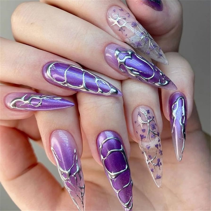 Glossy And Metallic Visual Idea Glossy And Metallic Visual Idea — Winter Purple Nails
