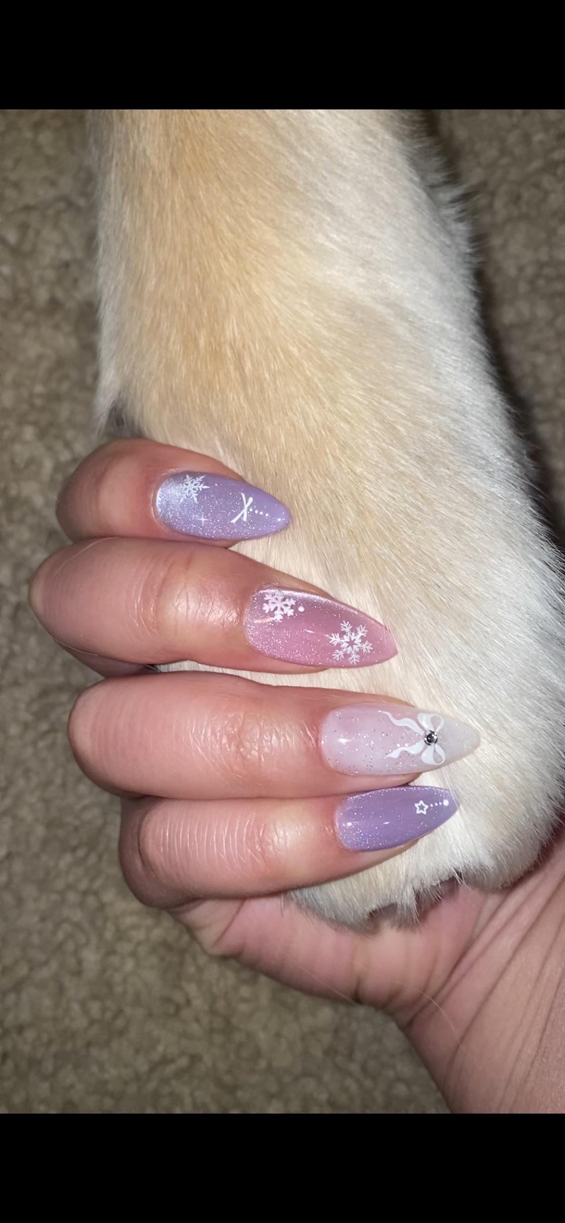 Purple Pink Gradient Snowflake Glitter Nails Purple Pink Gradient Snowflake Glitter Nails — Baddie Winter Nails