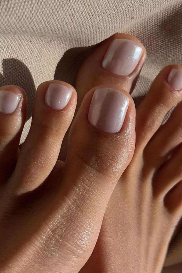 None Pale Pink Subtle Shimmer Pedicure None Pale Pink Subtle Shimmer Pedicure — Winter Pedicure Colors
