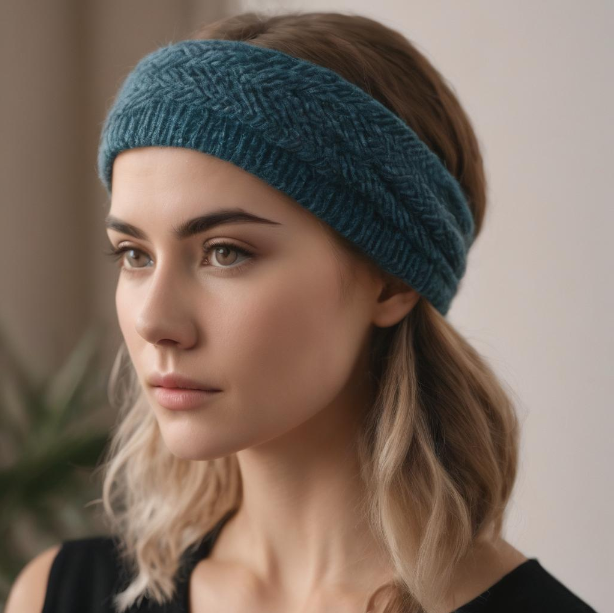 Blonde Blowout with Teal Herringbone Headband — Winter Hairstyles with Headband