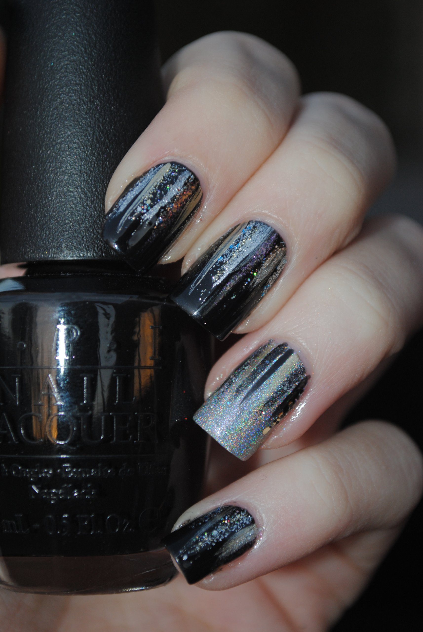 Glitter Stripe Black Square Nails Glitter Stripe Black Square Nails — Sparkly New Years Nails 2027