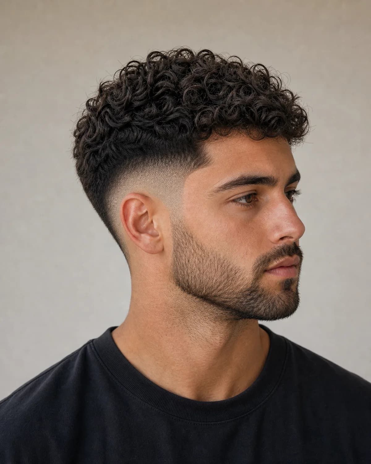 Drop Fade With Defined Curls — Winter Hairstyles for Men