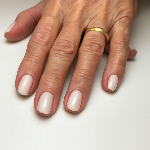 Pale Milky Beige Glossy Nails Pale Milky Beige Glossy Nails — Winter Nail Colors for Women Over 70