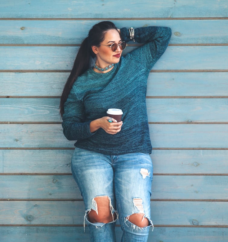 Teal Ombre Mid-Back Waves Teal Ombre Mid-Back Waves — Winter Hair Colors for Plus Size Women