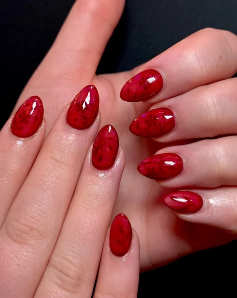The Single Detail A Reader Notices First Deep Cherry Red Marbled Almond Nails The Single Detail A Reader Notices First Deep Cherry Red Marbled Almond Nails — Cherry Red Christmas Nails 2026