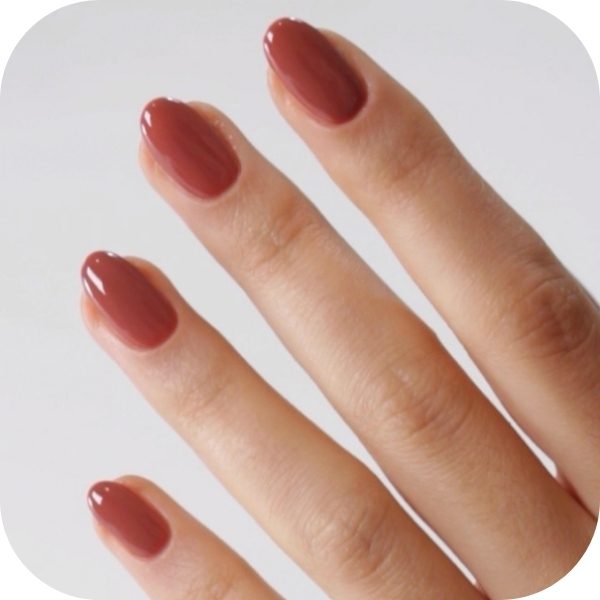 Medium Terracotta Glossy Oval Nails Medium Terracotta Glossy Oval Nails — Simple Short Winter Nails
