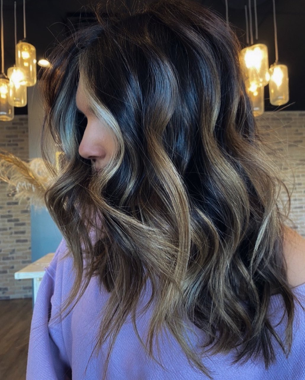 Layers Dark Brown With Blonde Highlights and Balayage Layers Dark Brown With Blonde Highlights and Balayage — Blonde to Brunette Hair