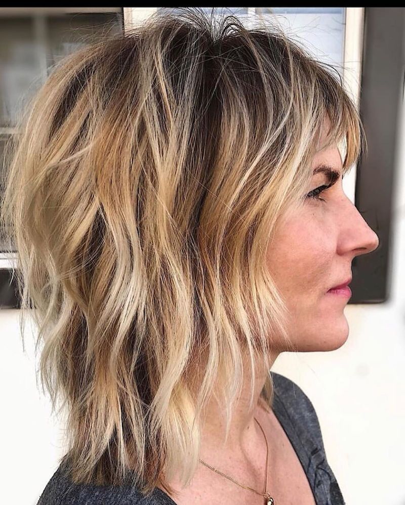 Dark Blonde Shag With Textured Layers Dark Blonde Shag With Textured Layers — Winter Lob Haircuts