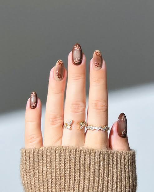 Medium Stiletto Grey-Mocha Gloss Medium Stiletto Grey-Mocha Gloss — Mocha Nails