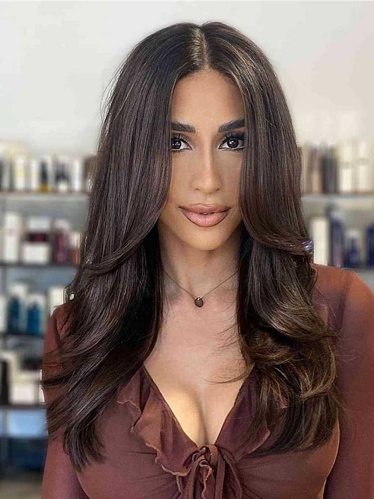 Voluminous Dark Brown With Layers Voluminous Dark Brown With Layers — Long Winter Haircuts