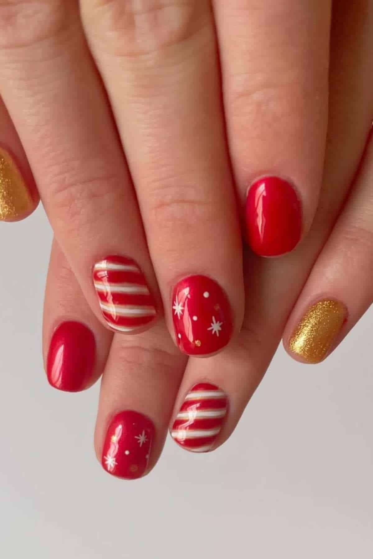 Gold Glitter On The Tips Visual Idea Gold Glitter On The Tips Visual Idea — Red and Gold Christmas Nails 2026
