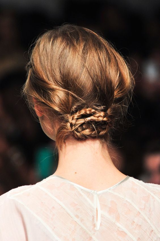 Wavy Light Brown Braided Bun Wavy Light Brown Braided Bun — Winter Updos