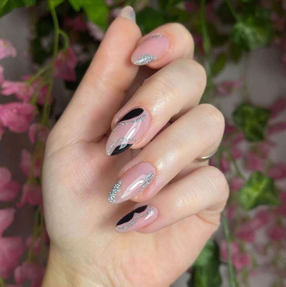 Abstract Black and Silver Stilettos Abstract Black and Silver Stilettos — New Years Stiletto Nails 2027
