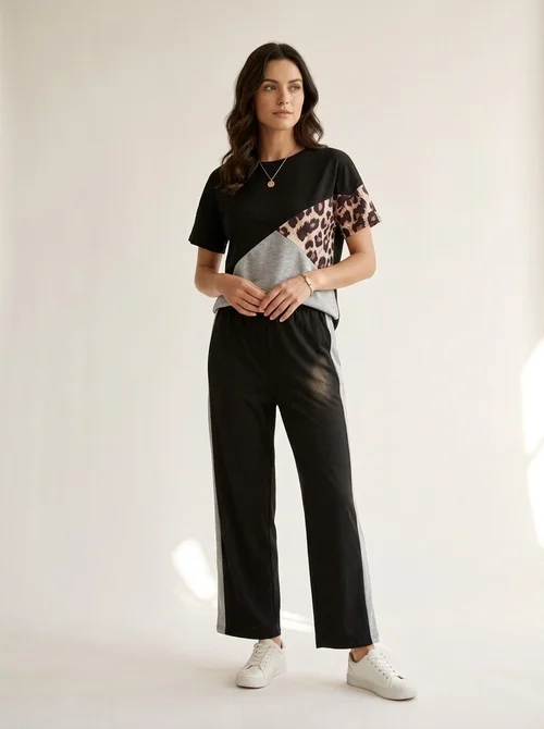 Color-Block Leopard Print Loungewear Color-Block Leopard Print Loungewear — Loungewear Outfits