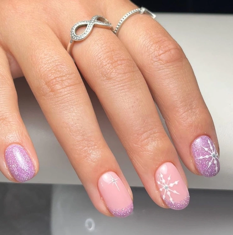 Pink and Lavender with Winter Motifs Pink and Lavender with Winter Motifs — Winter Nails for Black Women