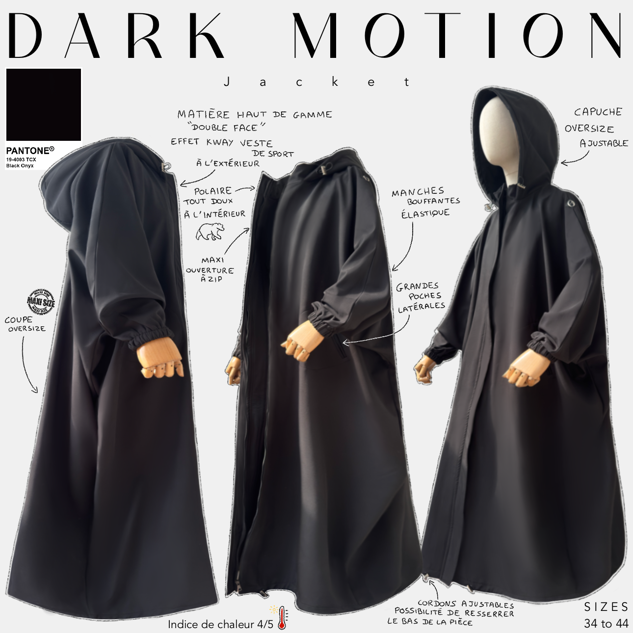Oversized Black Hooded Jacket for Urban Style Oversized Black Hooded Jacket for Urban Style — Modest Winter Outfits