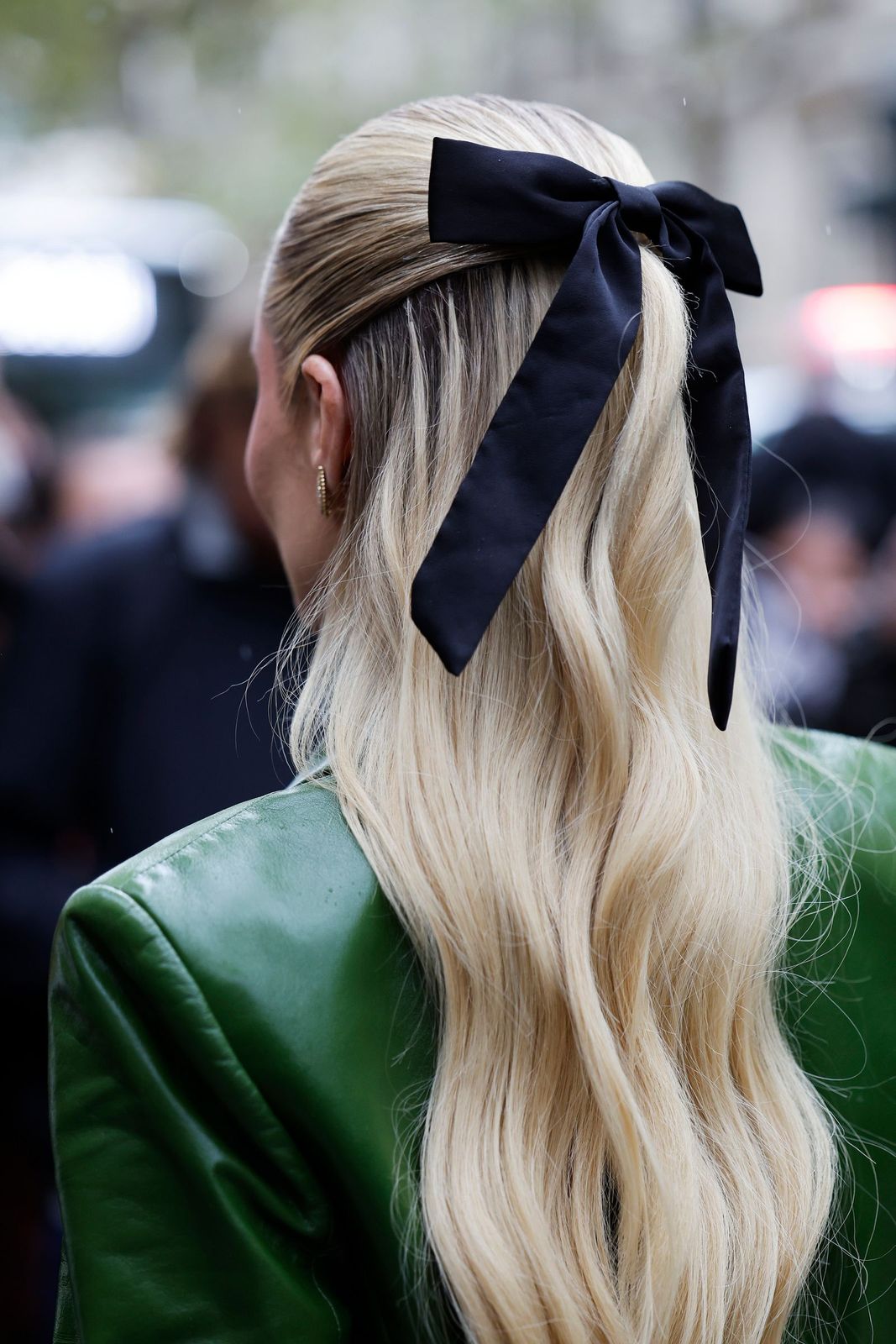 Platinum Blonde Half-Up With Bow Platinum Blonde Half-Up With Bow — Winter Formal Hairstyles