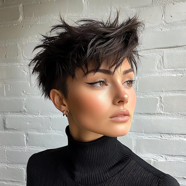 Extremely Textured Dark Brown Pixie Extremely Textured Dark Brown Pixie — Winter Hairstyles for Short Hair