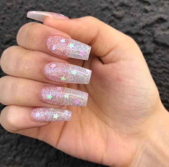Glitter Transparent Visual Idea Glitter Transparent Visual Idea — New Years Coffin Nails 2027