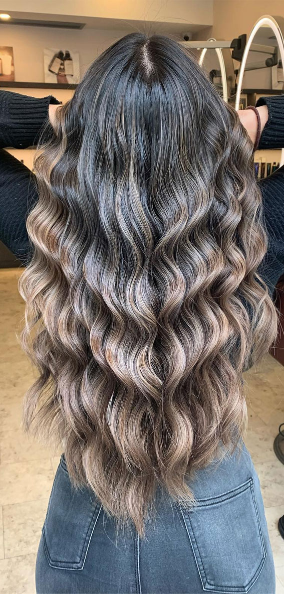 Dark Brown Balayage With Beige Blonde Dark Brown Balayage With Beige Blonde — Dark Winter Hair Colors
