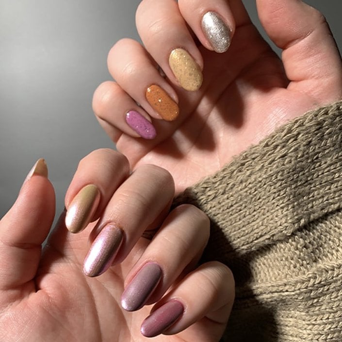 Burgundy and Nude with Rhinestone Line Burgundy and Nude with Rhinestone Line — Winter Nail Trends