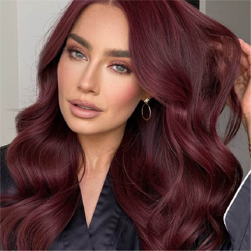 Deep Auburn Blowout Mid-Back Length Deep Auburn Blowout Mid-Back Length — Winter Auburn Hair Color