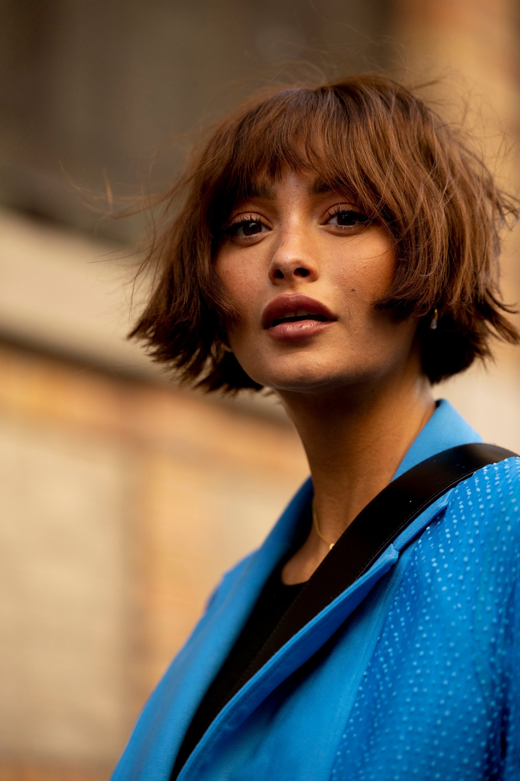 Chin Bob With Textured Short Bangs Chin Bob With Textured Short Bangs — Winter Hairstyles for Thick Hair