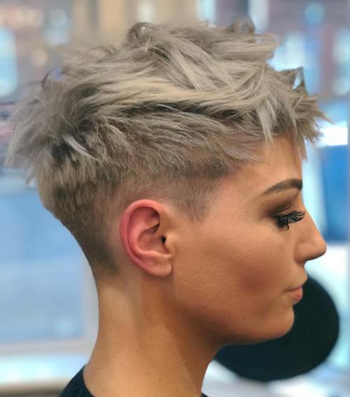 Ash Blonde With Dark Roots Ash Blonde Pixie Bold Undercut Ash Blonde With Dark Roots Ash Blonde Pixie Bold Undercut — Winter Pixie Haircuts