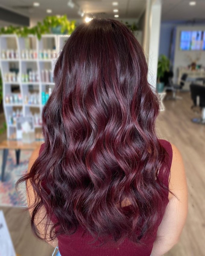 Burgundy With Subtle Highlights Burgundy With Subtle Highlights — Burgundy Hair Color
