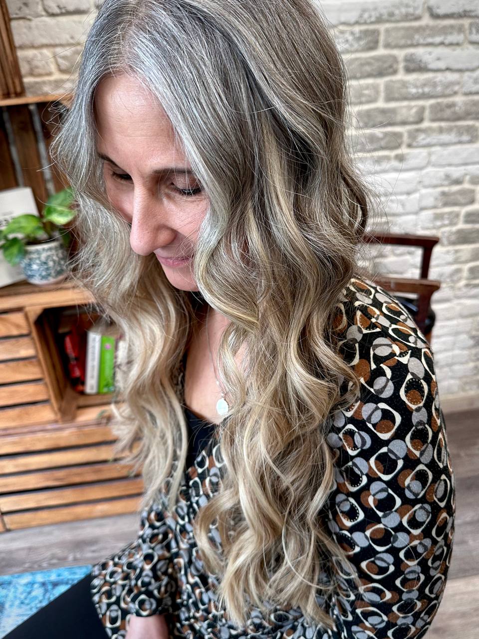 Air-Dried Gray With Blonde Highlights Air-Dried Gray With Blonde Highlights — Winter Hairstyles for Gray Hair