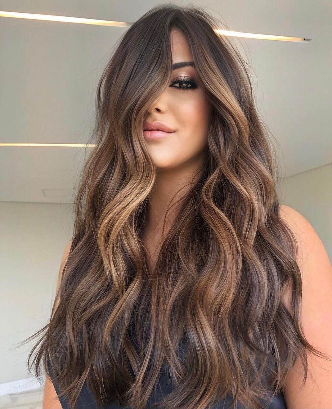Dark Brown With Caramel and Blonde Balayage Dark Brown With Caramel and Blonde Balayage — Blonde to Brunette Hair