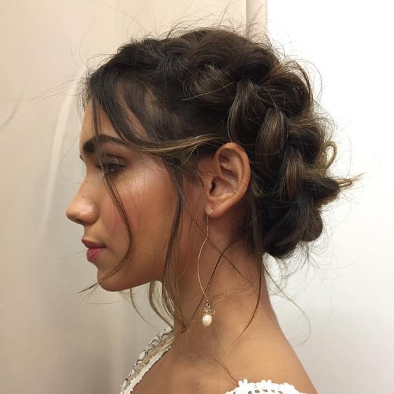 Dark Brown Braided Updo Bun — Winter Bun Hairstyles