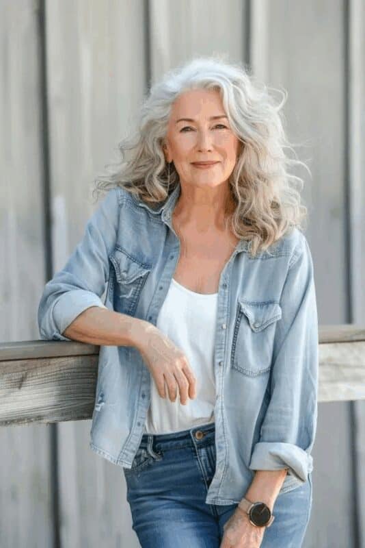 Air-Dried Grey Lob With Natural Texture Air-Dried Grey Lob With Natural Texture — Winter Haircuts for Women Over 50