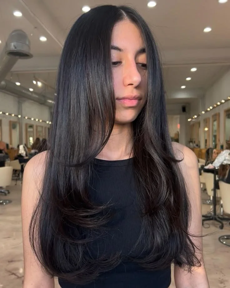 Long Layered Dark Brown With Soft Waves Long Layered Dark Brown With Soft Waves — Winter Layered Haircuts
