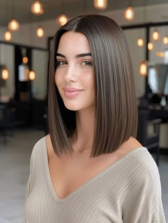 Sleek Dark Brown Blunt Bob — Winter Hairstyles for Work