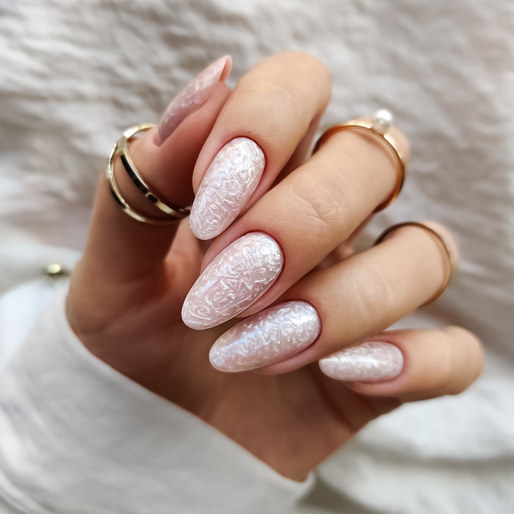 Satin With A Pearlescent Sheen Visual Idea Satin With A Pearlescent Sheen Visual Idea — Milky White Nails