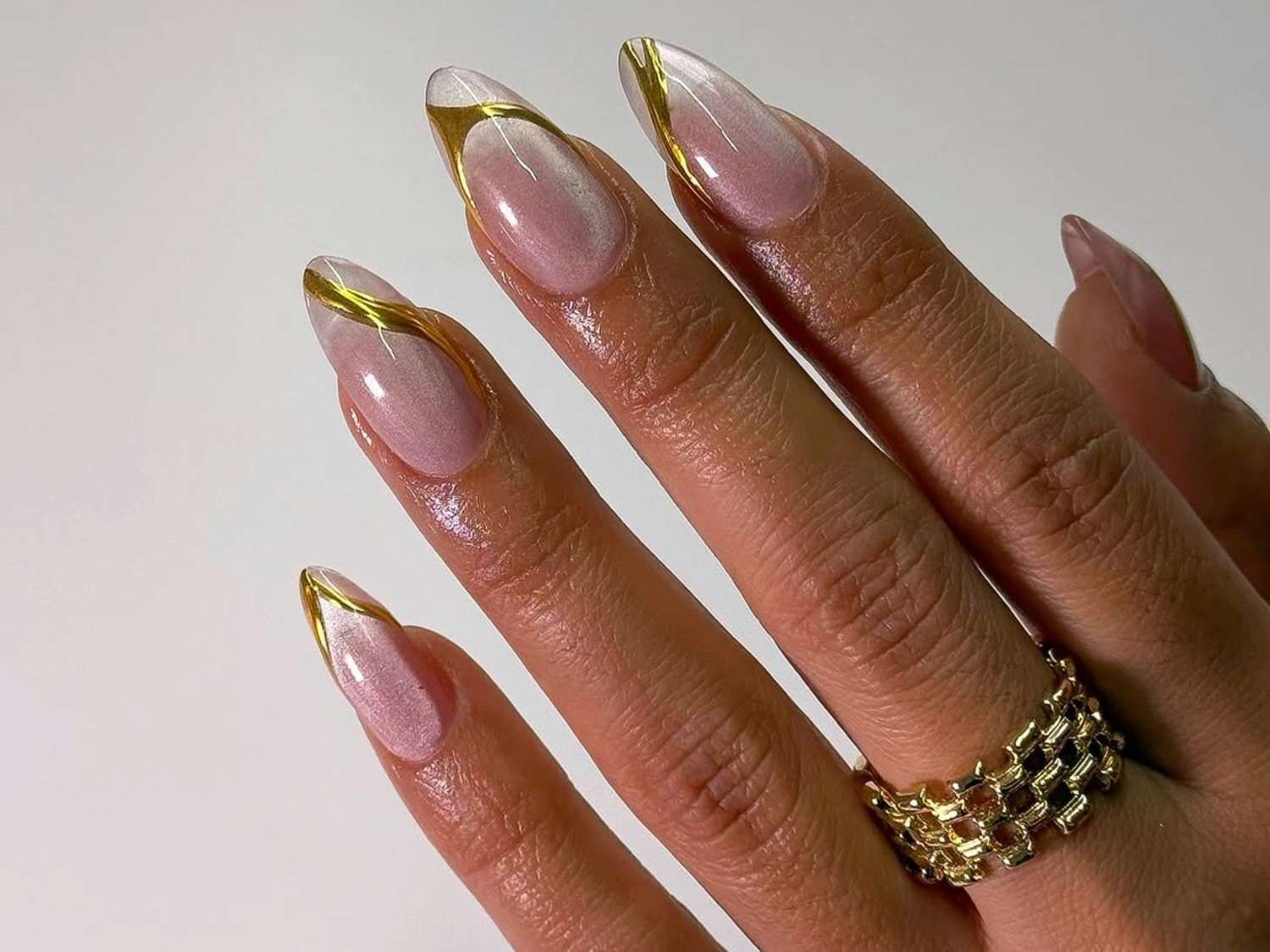 Long Stiletto Metallic Gold French Tips Long Stiletto Metallic Gold French Tips — Winter Gold Nails