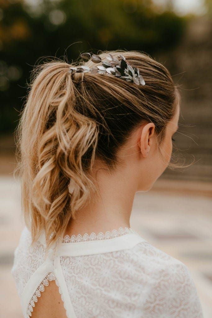 Textured Ponytail with Decorative Clip — Winter Wedding Hairstyles
