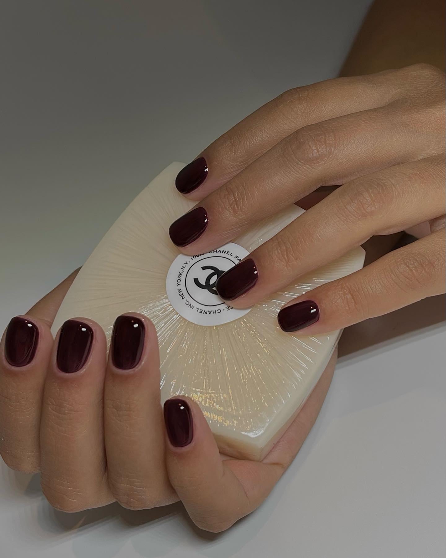 Short Square Deep Dark Red Short Square Deep Dark Red — Wine Christmas Nails 2026