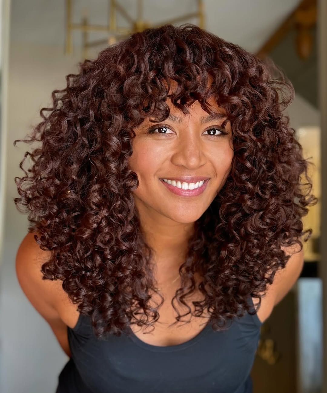 Dark Brown Curls With Auburn Undertones Dark Brown Curls With Auburn Undertones — Dark Winter Hair Colors