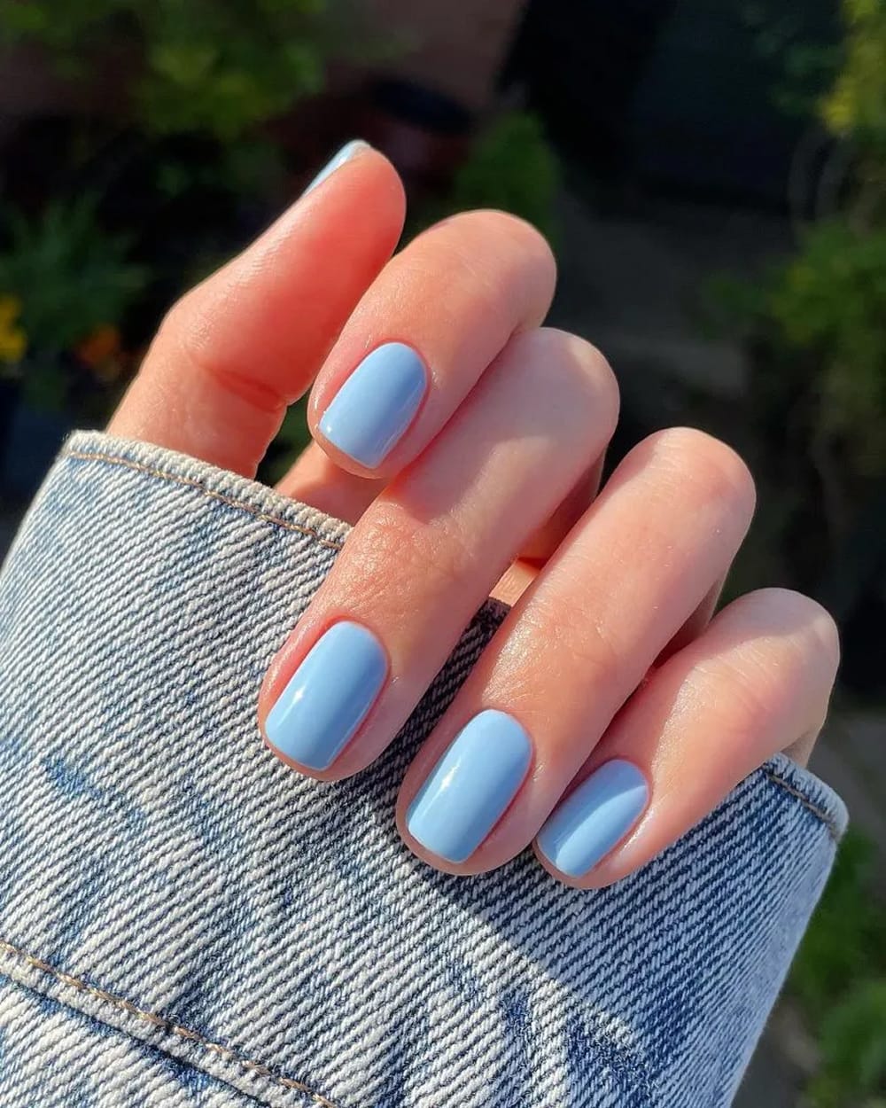 Solid Glossy Light Blue Square Nails Solid Glossy Light Blue Square Nails — Icy Blue Nails