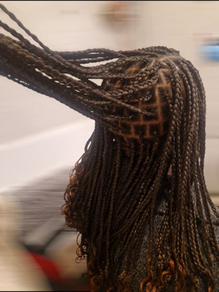Dark Brown Wavy Braids with Highlights Dark Brown Wavy Braids with Highlights — Winter Knotless Braids
