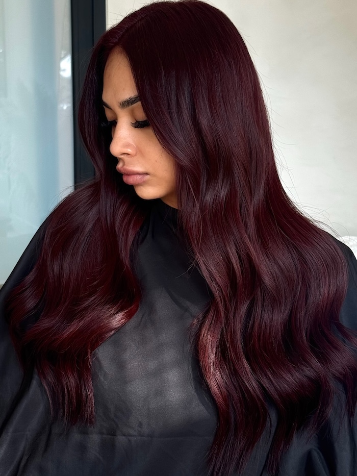Deep Merlot Brunette Waves Deep Merlot Brunette Waves — Dark Winter Hair Colors