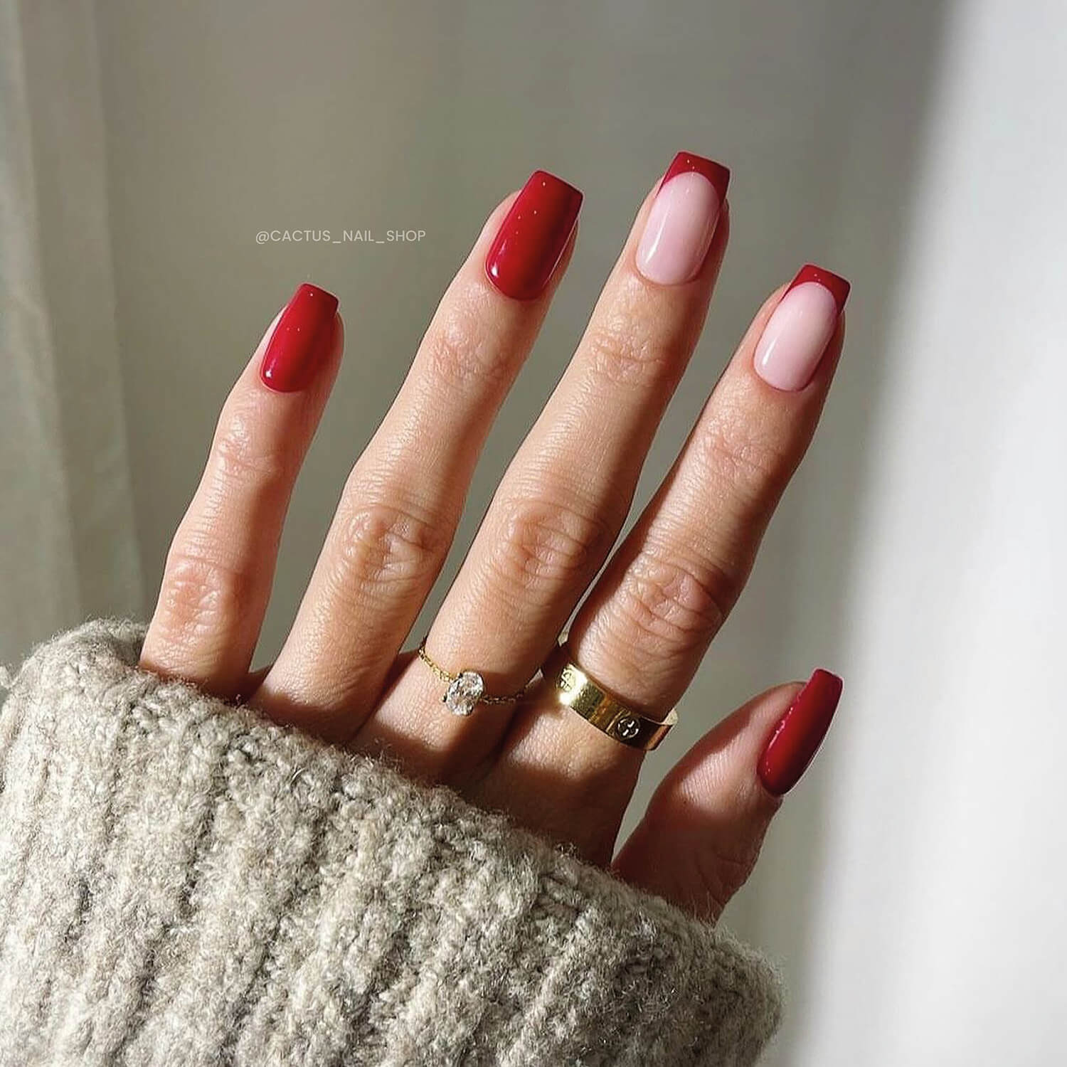 Red French Tip Classic Manicure Square Nails Red French Tip Classic Manicure Square Nails — Simple Short Winter Nails
