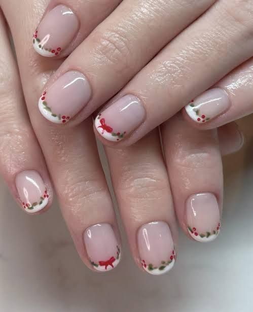 Both Hands Close-Up Visual Idea — Short Christmas Square Nails 2026