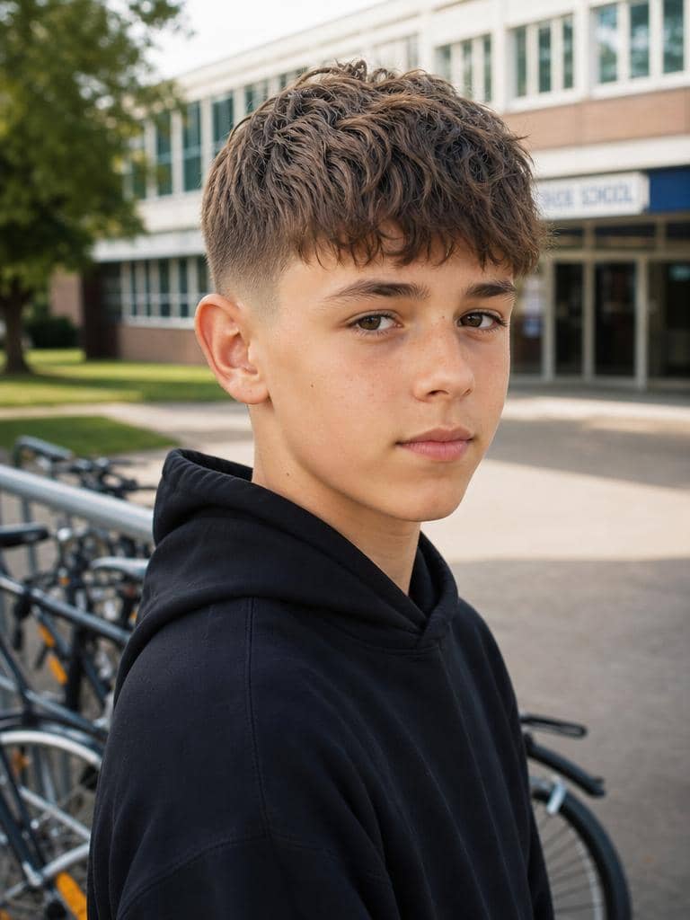 Fade With Tousled Side Fringe Fade With Tousled Side Fringe — Winter Haircuts for Boys
