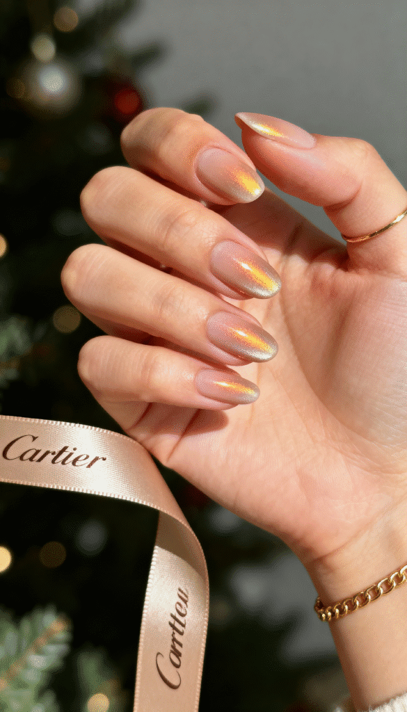 Iridescent Shimmer Oval Nails Iridescent Shimmer Oval Nails — Holiday Nails 2026