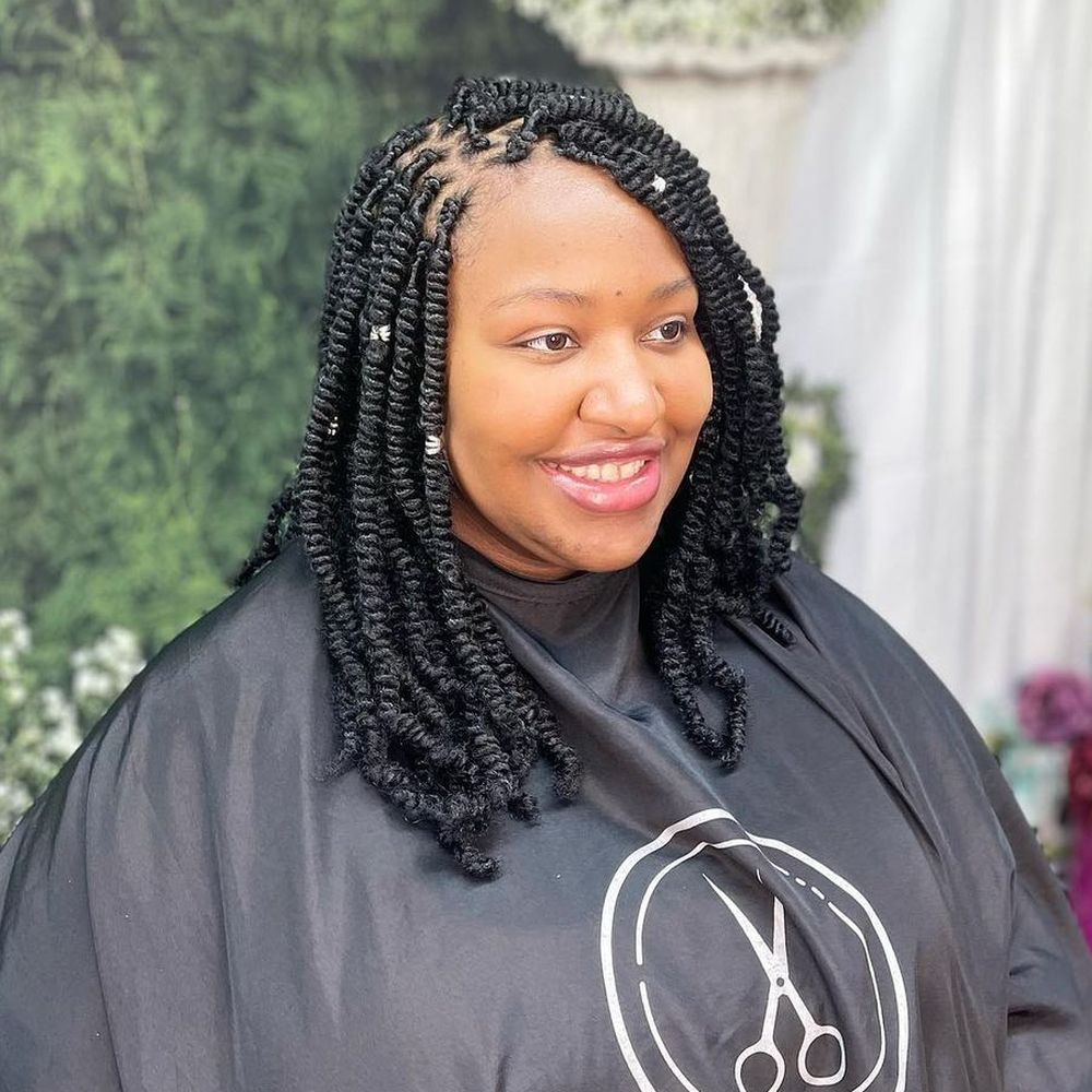 Spring Twists With Decorative Beads Spring Twists With Decorative Beads — Winter Braids for Black Women